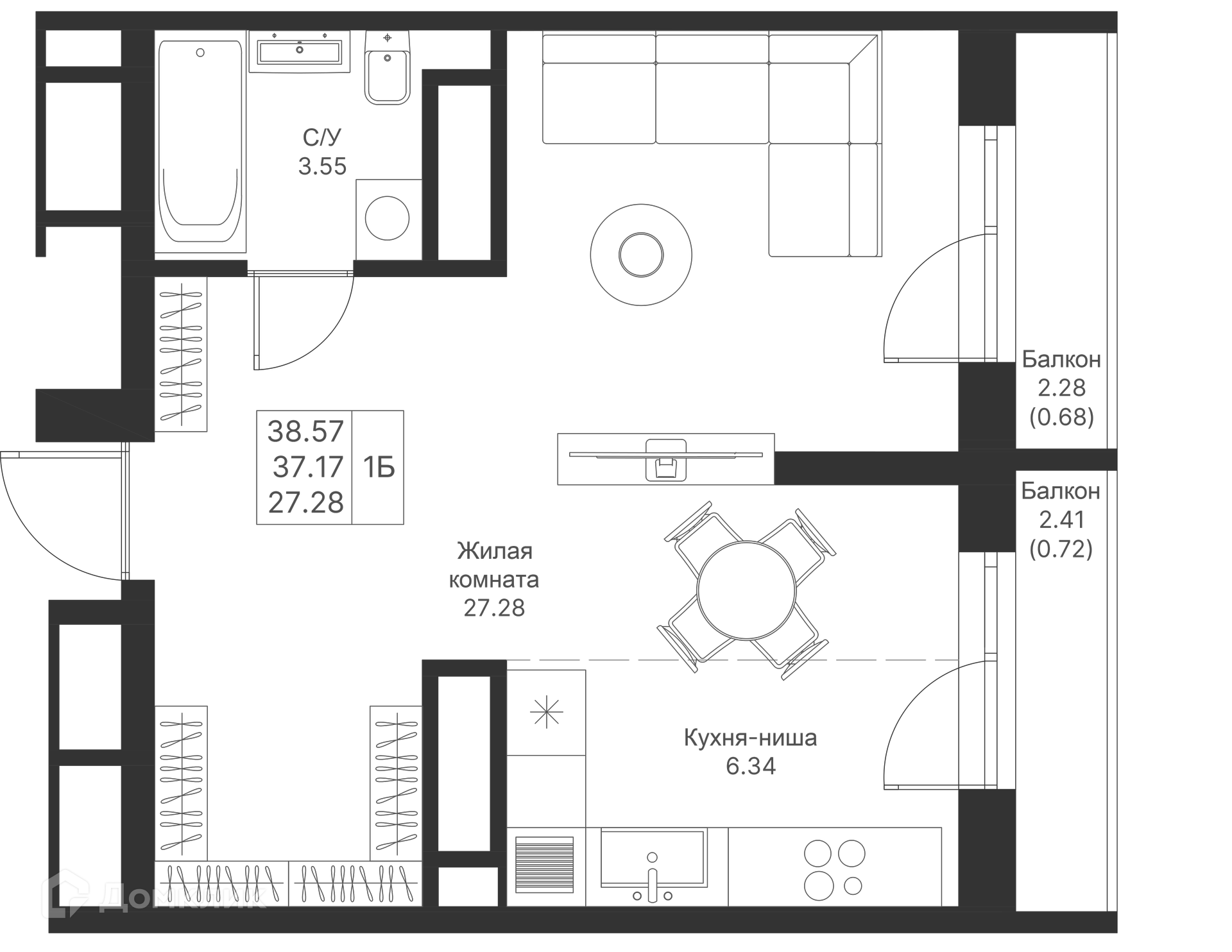 Купить 1-комнатную квартиру, 38.57 м² в ЖК Мой Ритм по адресу Республика  Татарстан, Казань, жилой комплекс Мой Ритм, недорого – Домклик