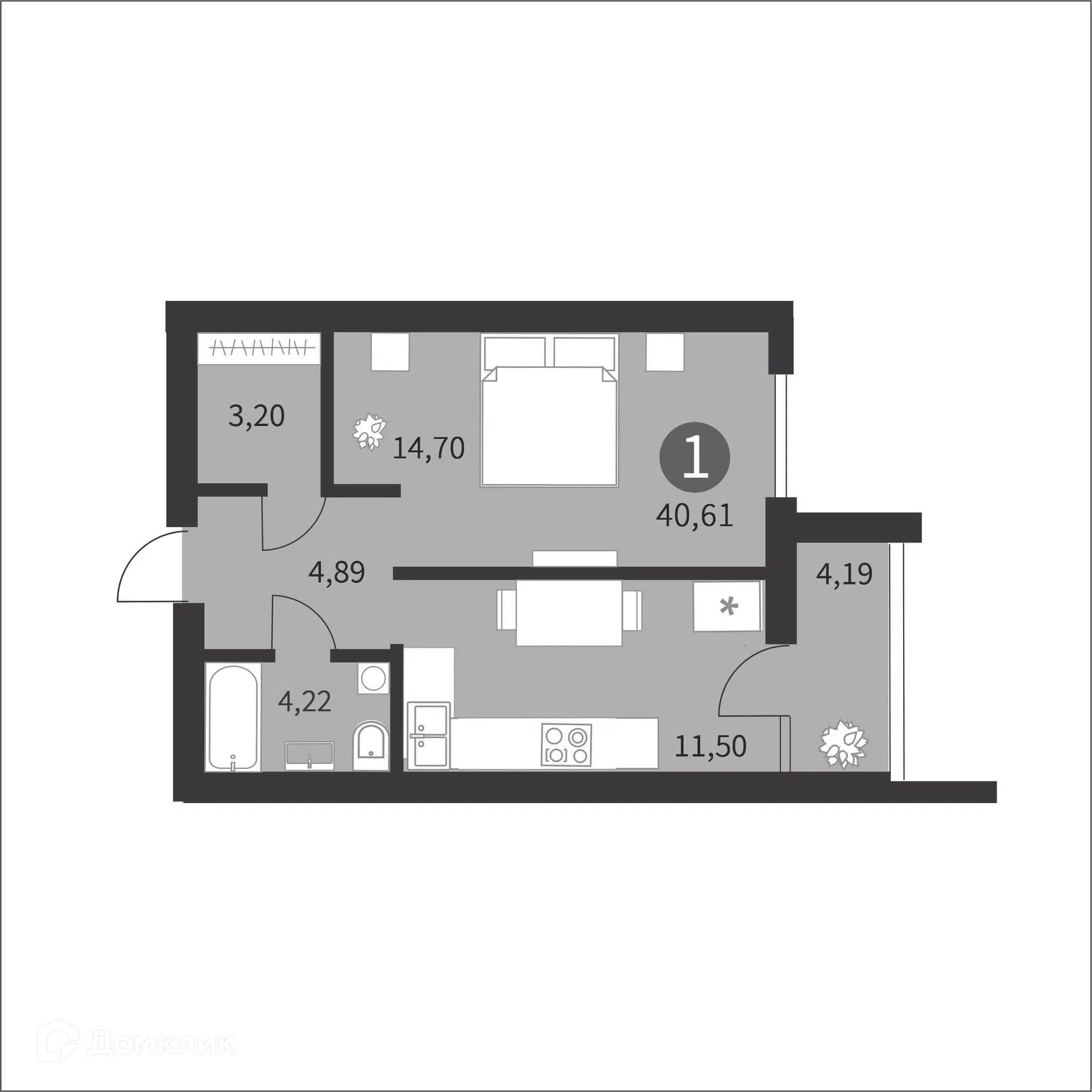 Купить 1-комнатную квартиру, 40.6 м² в ЖК Загорье по адресу Смоленск,  Ипподромный проезд, 7, недорого – Домклик