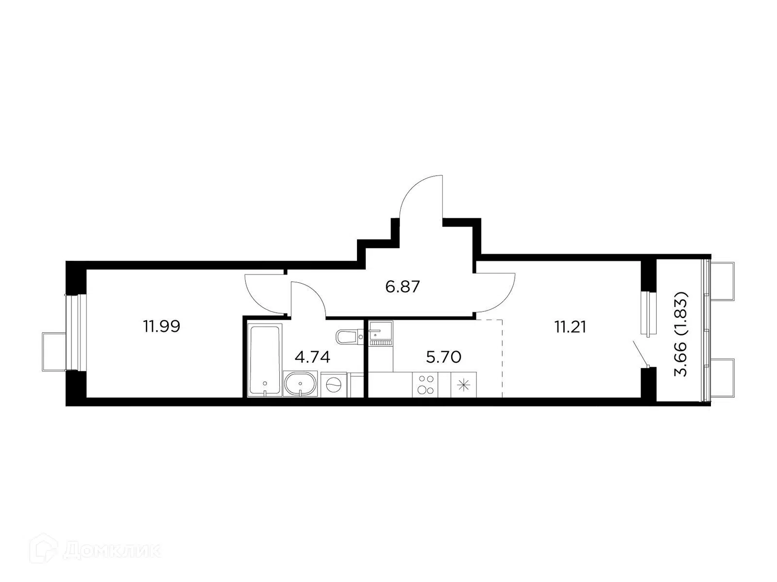 Купить 2-комнатную квартиру, 42.34 м² в ЖК Новое Пушкино по адресу  Московская область, Пушкино, Сретенская улица, 2, недорого – Домклик