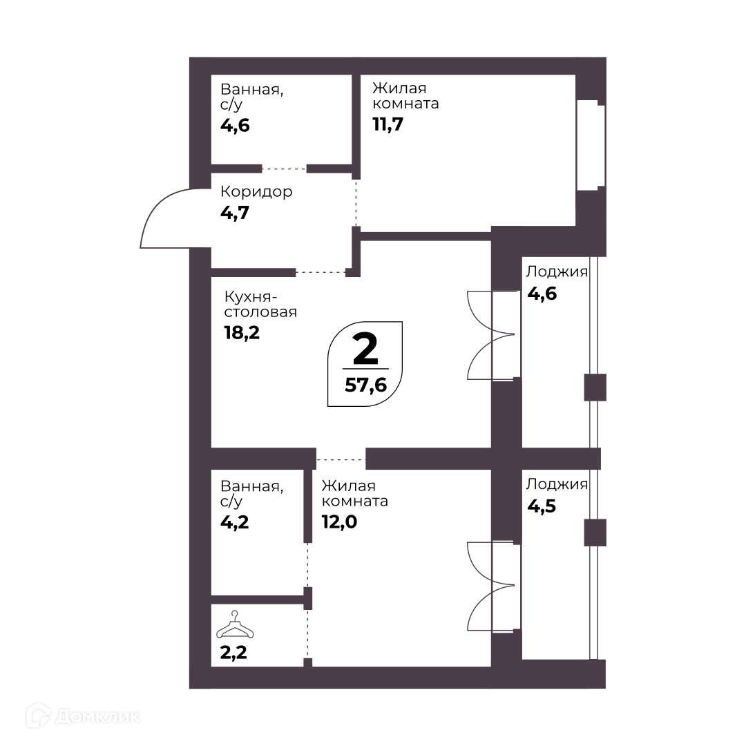 Купить 2-комнатную квартиру, 57.6 м² в ЖК Жилые кварталы Голос L-Town по  адресу Челябинская область, Сосновский район, Кременкульское сельское  поселение, посёлок Терема, улица Ломоносова, 22, недорого – Домклик