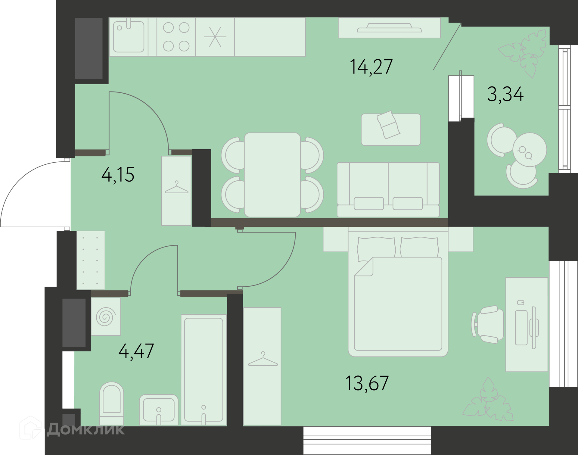 Купить 1-комнатную квартиру, 38.41 м² в ЖК Первый Академ по адресу  Свердловская область, Екатеринбург, жилой комплекс Первый Академ, недорого  – Домклик