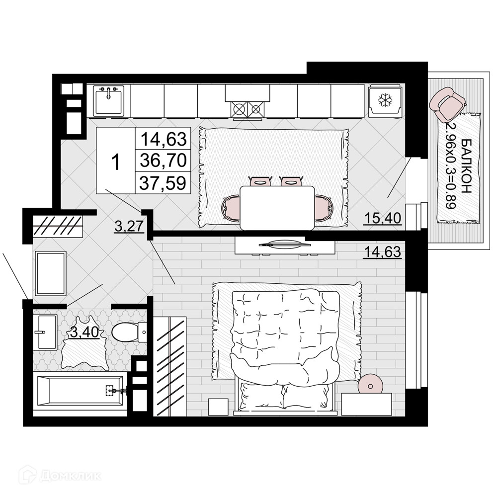 Купить 1-комнатную квартиру, 37.59 м² в ЖК Дружба по адресу Республика  Адыгея, Майкоп, Степная улица, 257, недорого – Домклик