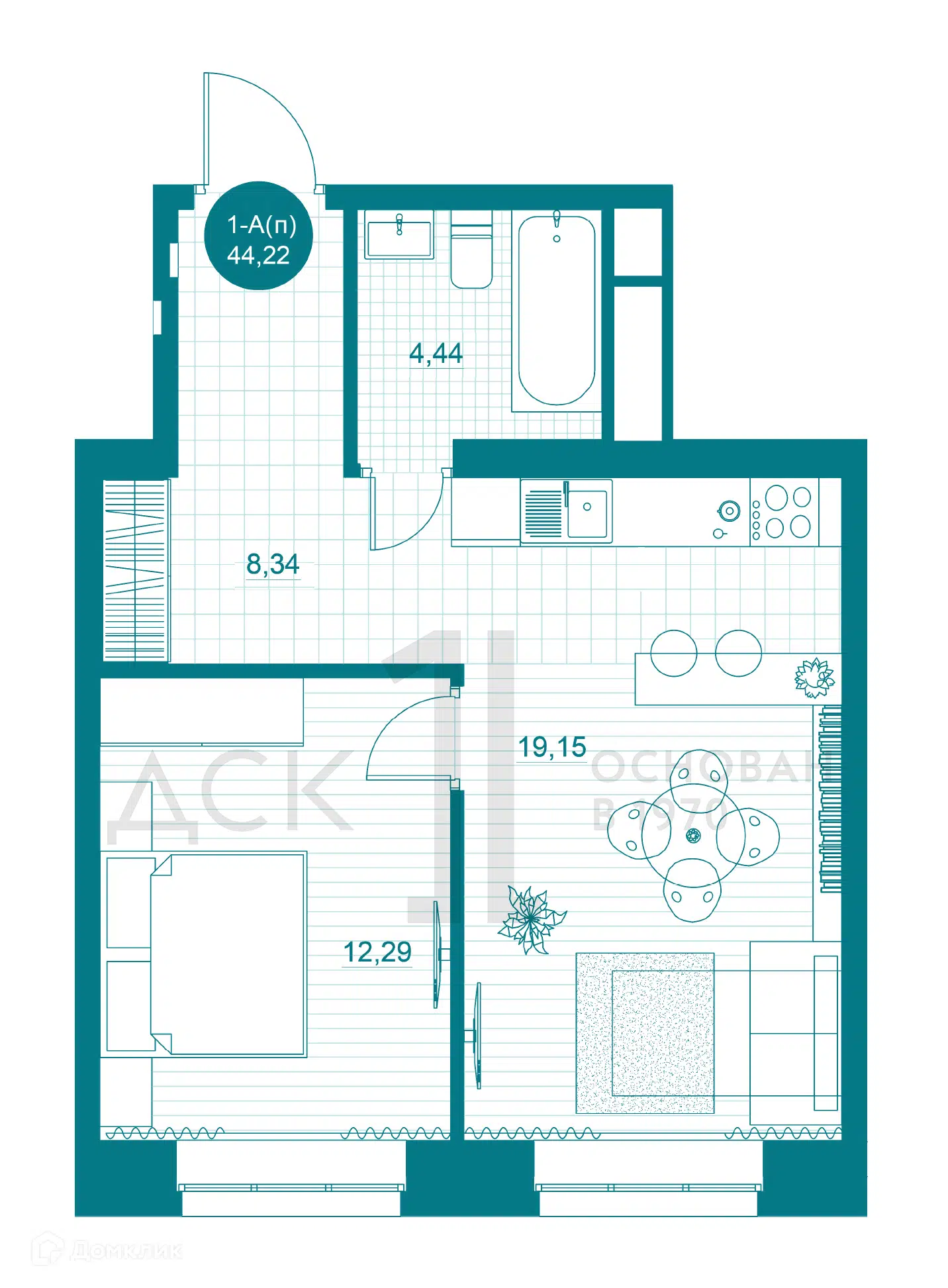 Купить 1-комнатную квартиру, 44.22 м² в ЖК Прибрежный парк по адресу  Ханты-Мансийский автономный округ, Нефтеюганск, микрорайон 9А, жилой  комплекс Прибрежный Парк, недорого – Домклик