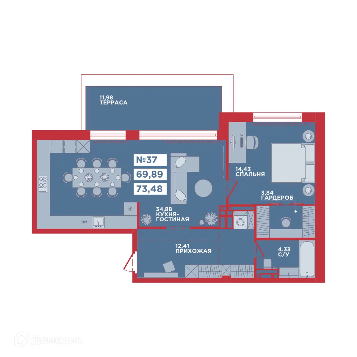 Купить 1-комнатную квартиру, 73.48 м² в ЖК Снегири 2 по адресу Приморский  край, Владивосток, Некрасовская улица, 36Б, недорого – Домклик