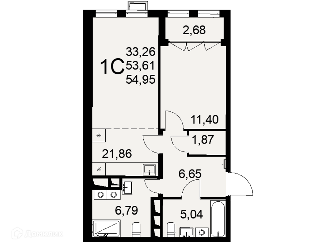 Купить 1-комнатную квартиру, 54.95 м² в ЖК Овация по адресу Тула, улица  Фёдора Смирнова, 2, недорого – Домклик