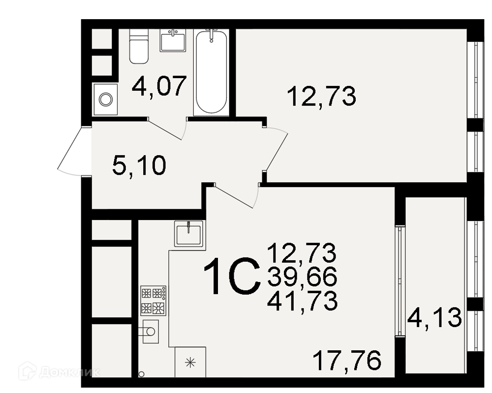 Купить 1-комнатную квартиру, 41.73 м² в ЖК Открытие по адресу Рязань,  Льговская улица, недорого – Домклик