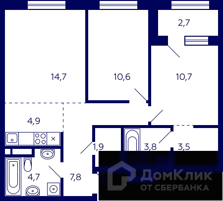 Квартира чешской планировки 3 комнаты