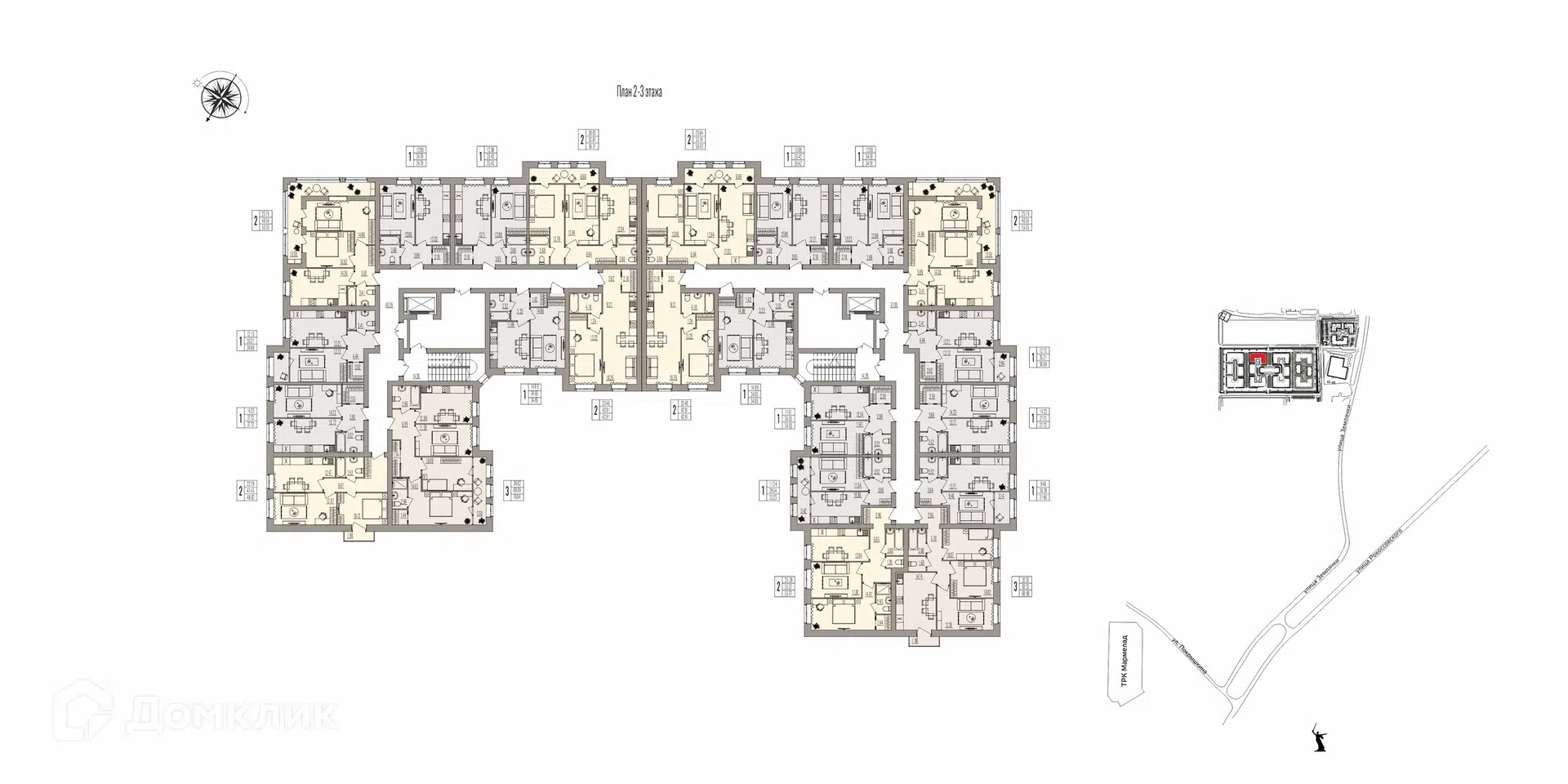 Купить 2-комнатную квартиру, 48.02 м² в ЖК Герои по адресу Волгоград, улица  Землячки, 84/1, недорого – Домклик