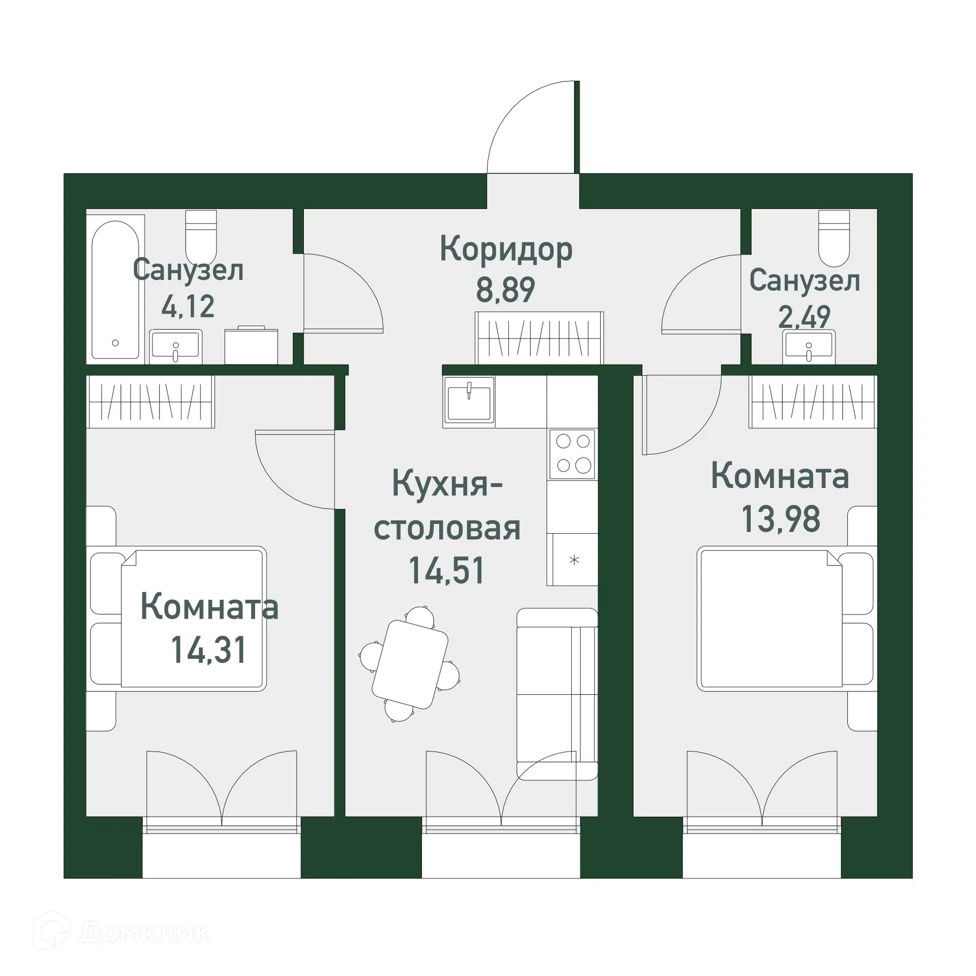 Купить 2-комнатную квартиру, 59.16 м² в ЖК ТВОЯ ПРИВИЛЕГИЯ по адресу  Свердловская область, Екатеринбург, улица Амундсена, недорого – Домклик