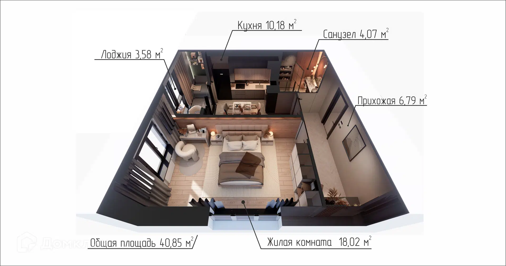 Купить 1-комнатную квартиру, 40.85 м² в ЖК Зелёная планета на Мира по  адресу Сахалинская область, Южно-Сахалинск, коттеджный посёлок Лесной двор,  А-391, 8-й километр, недорого – Домклик