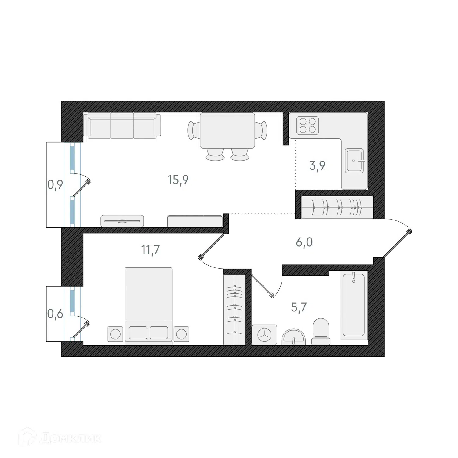 Купить 2-комнатную квартиру, 43.2 м² в ЖК Новелла по адресу Новосибирск,  Заельцовский район, микрорайон Карьер Мочище, жилой комплекс Новелла,  недорого – Домклик