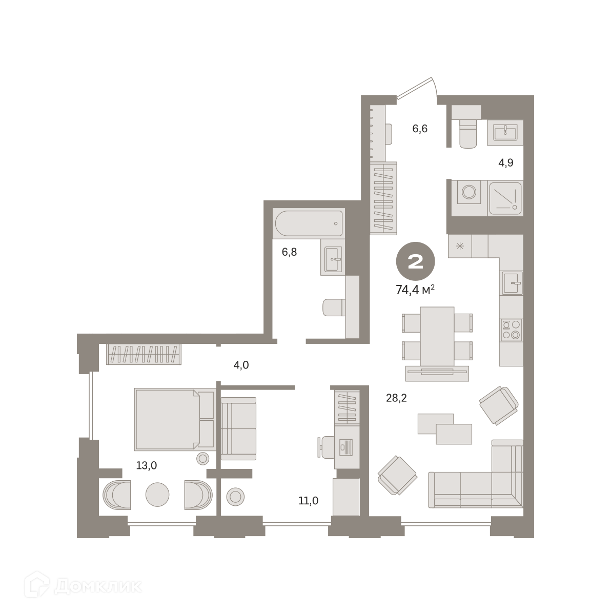 Купить 2-комнатную квартиру, 74.4 м² в ЖК Квартал МОНС по адресу Москва,  Огородный проезд, 20с4, метро , недорого – Домклик