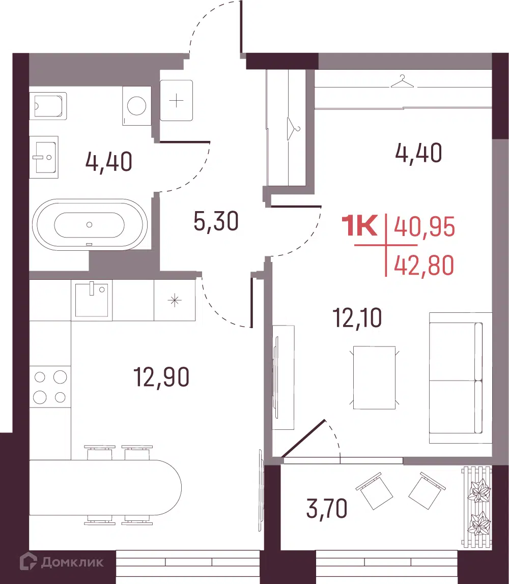 Купить 1-комнатную квартиру, 40.95 м² в ЖК А+ (ЖК А плюс) по адресу  Свердловская область, муниципальное образование Екатеринбург, Академический  район, недорого – Домклик