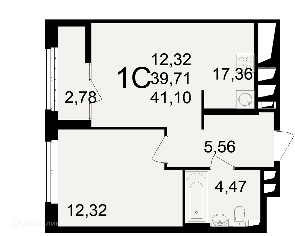 Купить 1-комнатную квартиру, 41.1 м² в ЖКНовое измерение по адресу Рязань,  улица Чкалова, 23, недорого – Домклик