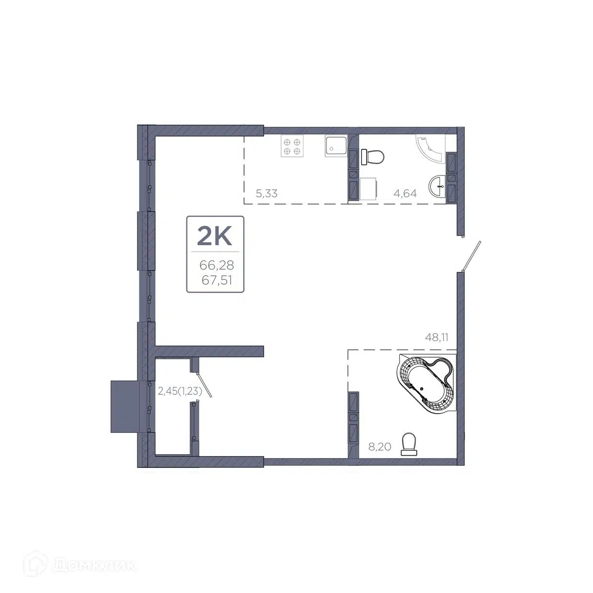 Купить 1-комнатную квартиру, 67.51 м² в ЖК Бриннер по адресу Приморский  край, Владивосток, Харьковская улица, 2, недорого – Домклик