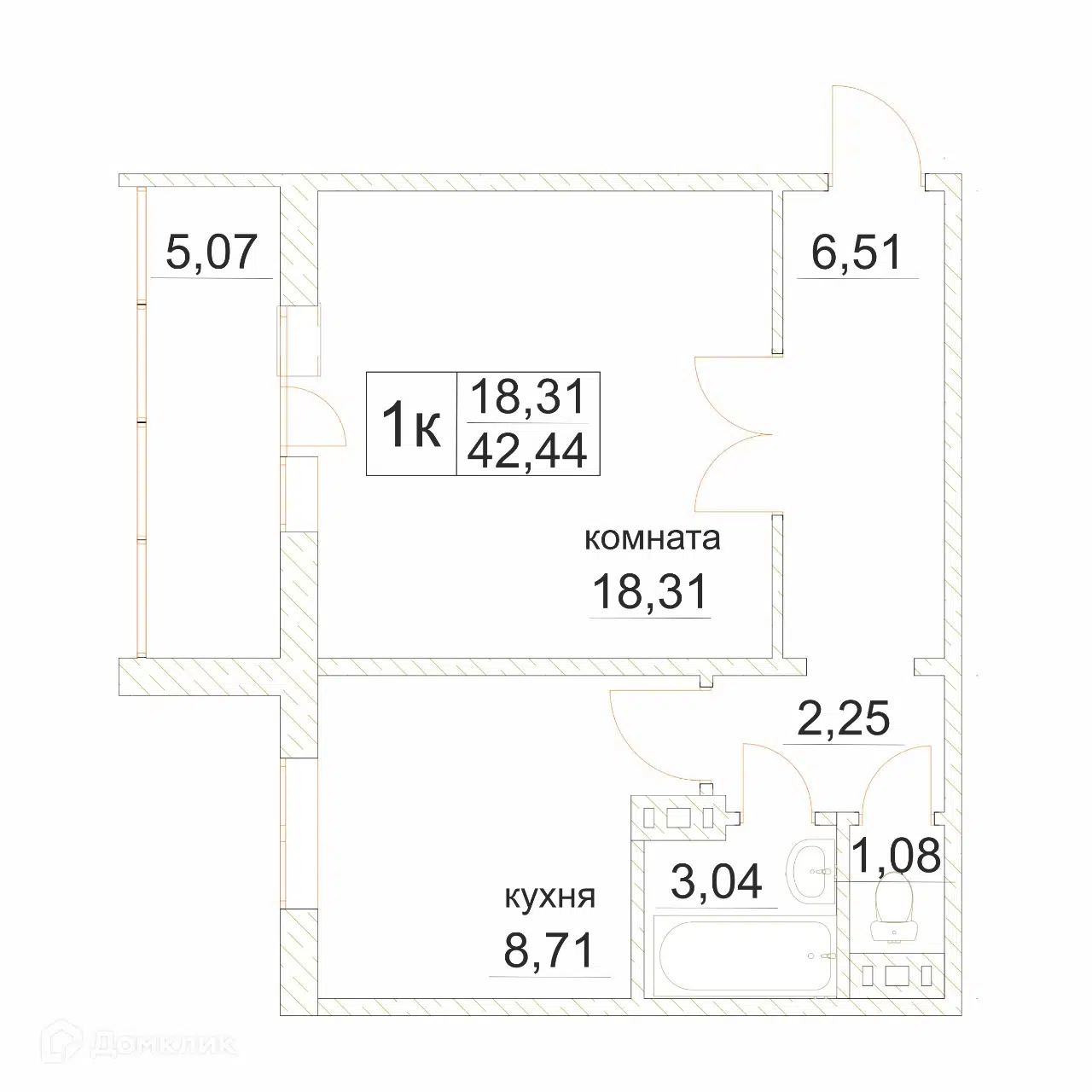 Купить 1-комнатную квартиру, 42.44 м² в ЖК «Электростальский» по адресу  Челябинск, Электростальская улица, 20, недорого – Домклик