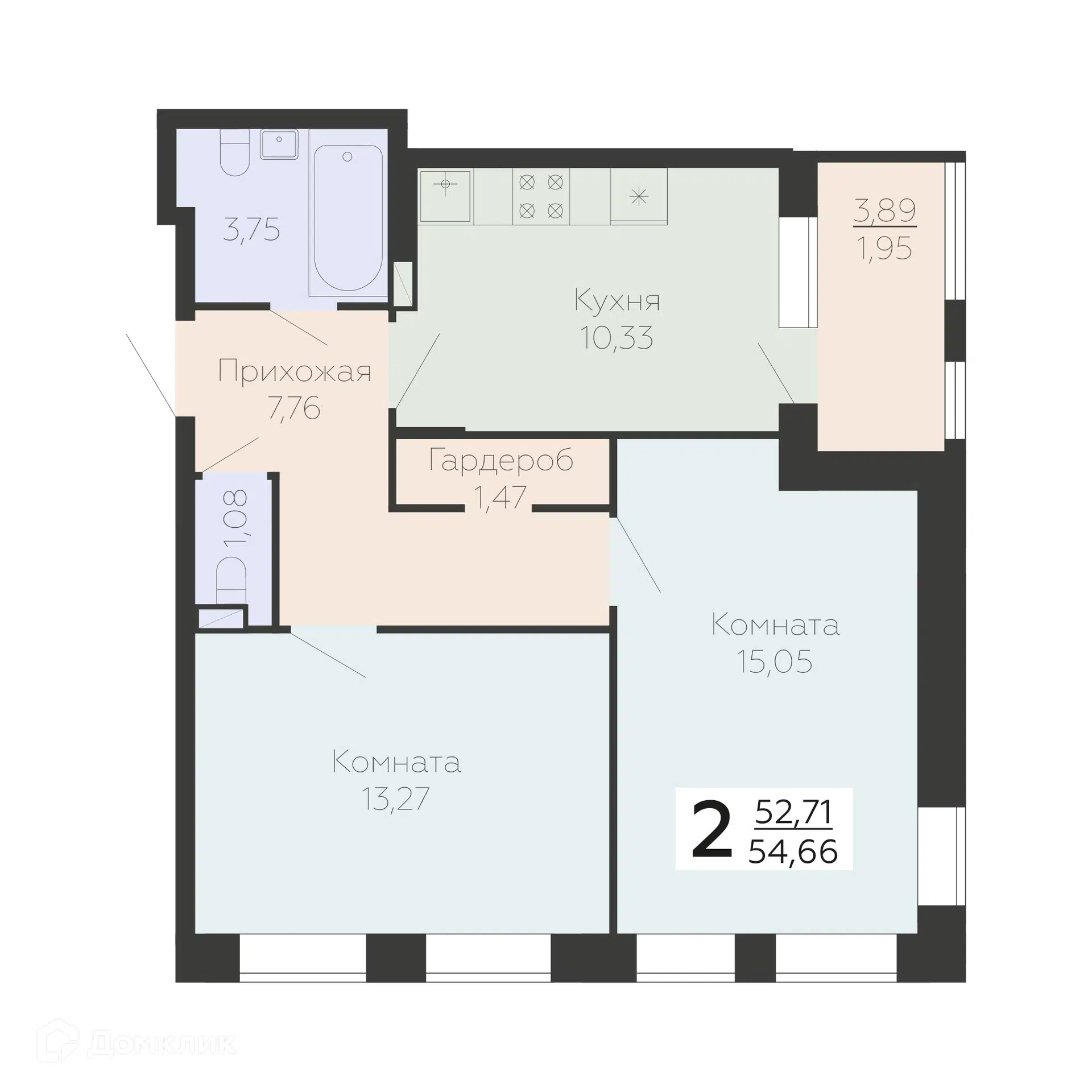 Купить 2-комнатную квартиру, 54.66 м² в ЖК Метрополь по адресу Воронеж,  улица Берёзовая Роща, 1С, недорого – Домклик