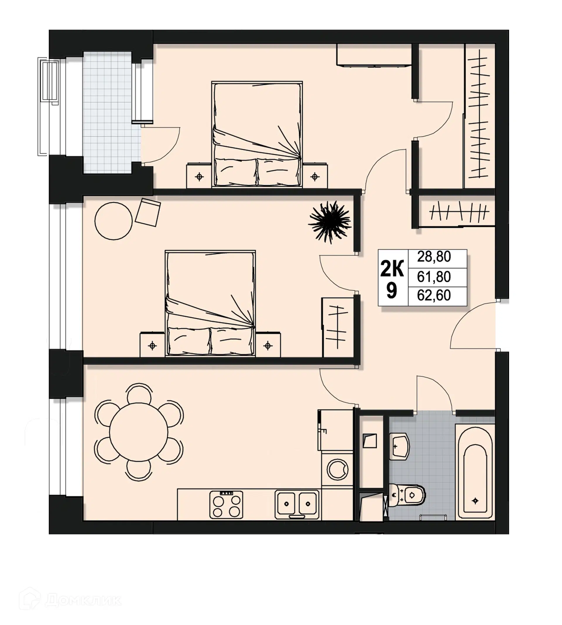 Купить 2-комнатную квартиру, 62.6 м² в ЖК Атлантис по адресу Московская  область, Мытищи, Новомытищинский проспект, 62к1, недорого – Домклик