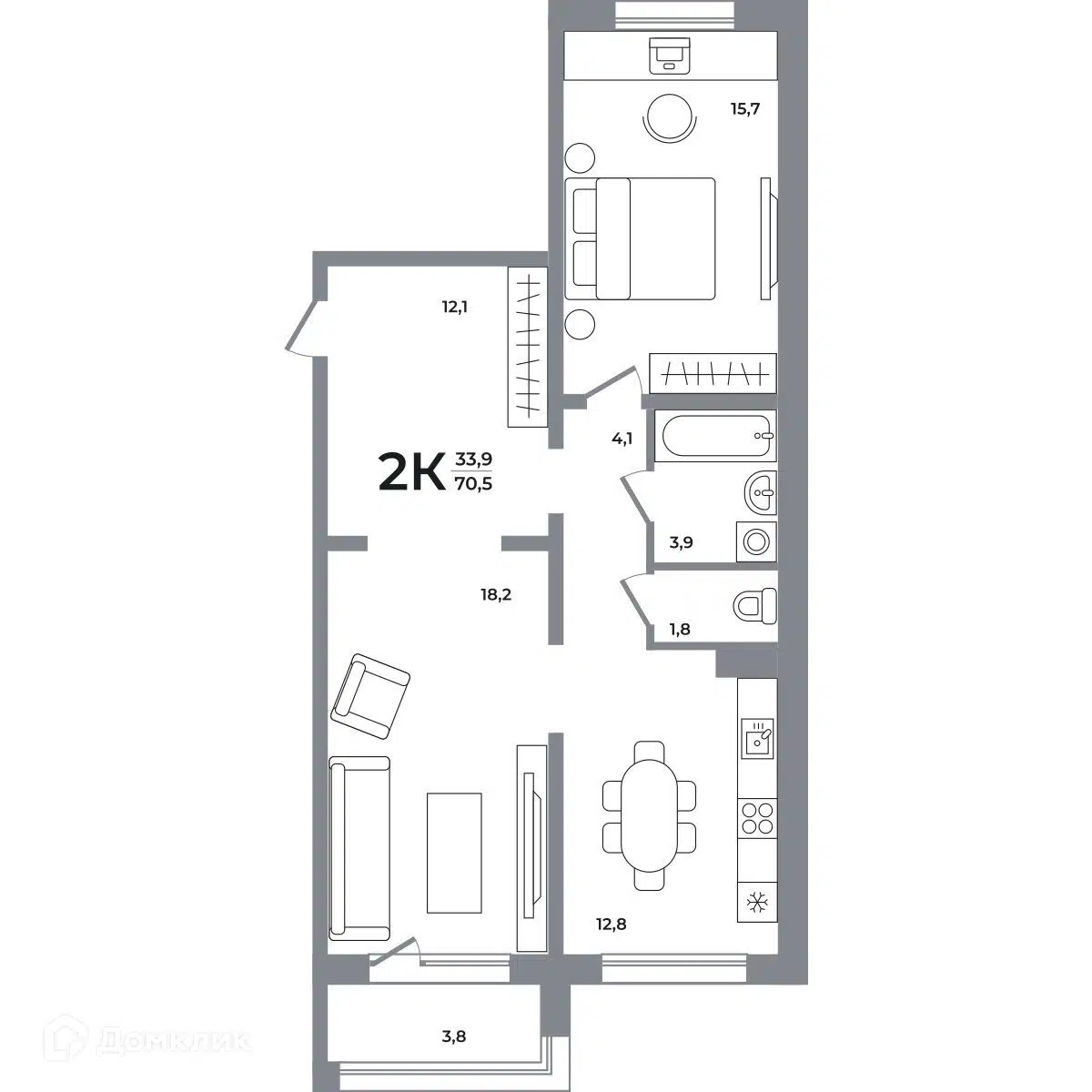 Купить 2-комнатную квартиру, 71.6 м² в ЖК Сергиев Пассаж на Беловежской по  адресу Новосибирск, улица Римского-Корсакова, 12, метро недорого – Домклик