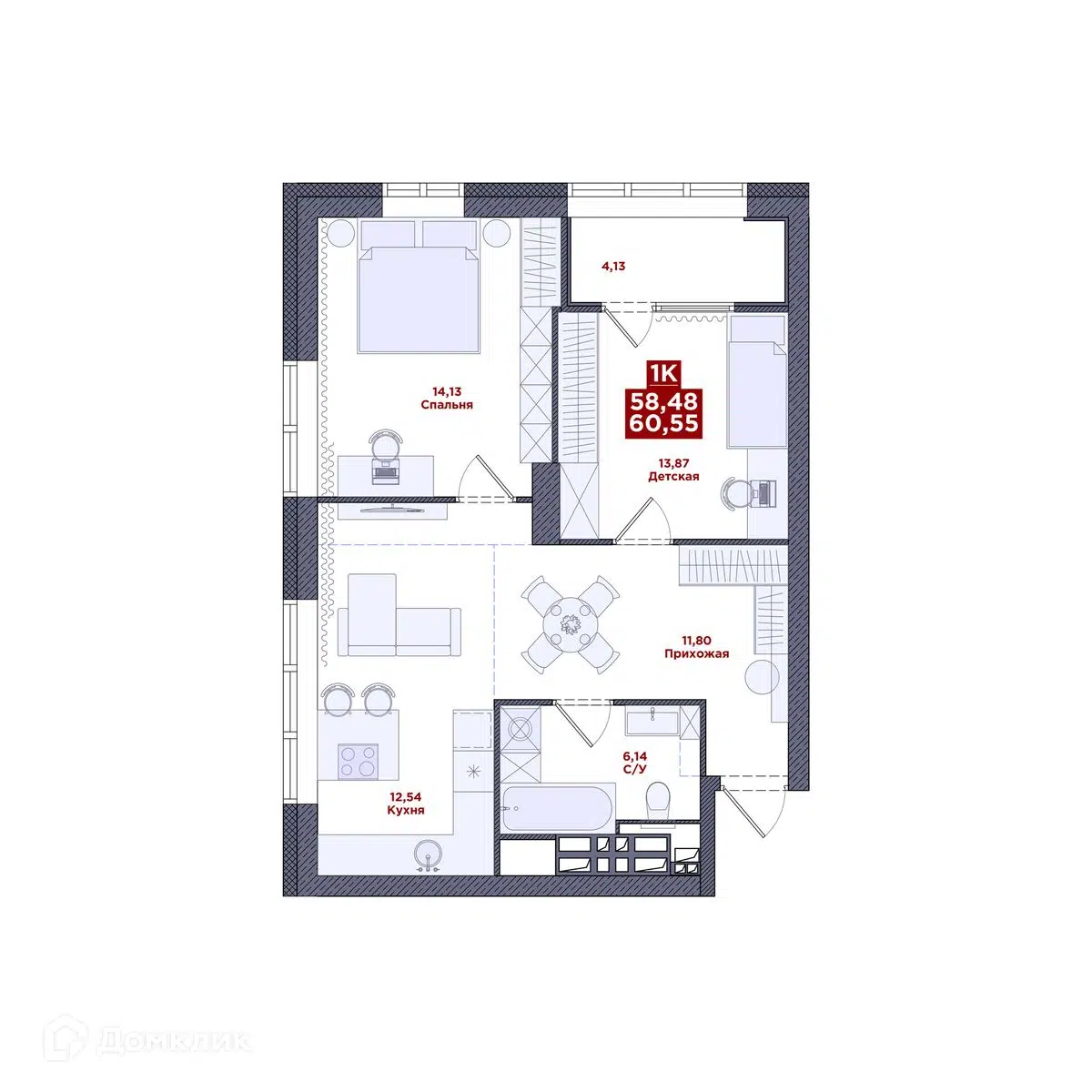 Купить 1-комнатную квартиру, 60.55 м² в ЖК Маклей (Maclay) по адресу  Приморский край, Владивосток, улица Мыс Кунгасный, 1А, недорого – Домклик