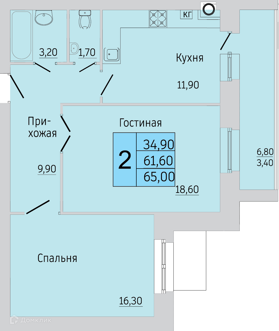 Купить 2-комнатную квартиру, 65 м² в ЖК Тимирязевский по адресу Калуга,  Резванская улица, 3, недорого – Домклик