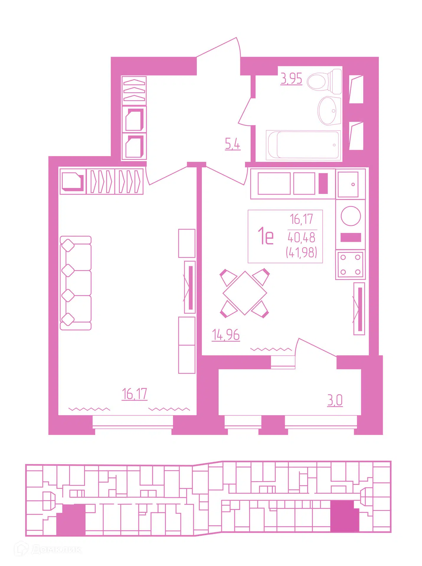 Купить 1-комнатную квартиру, 41.98 м² в ЖК Акварель по адресу Республика  Мордовия, Саранск, улица Косарева, 15А, недорого – Домклик