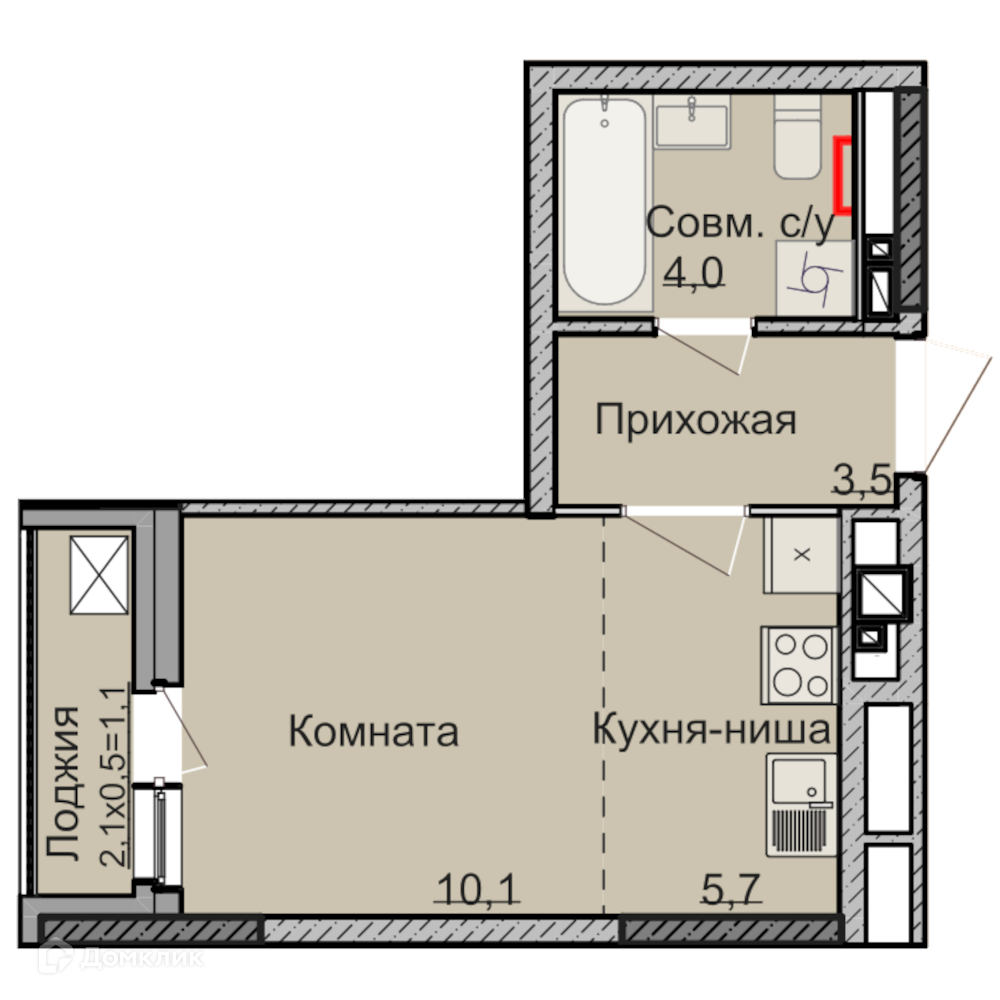 Купить 1-комнатную квартиру, 24 м² в ЖК НЕО по адресу Удмуртская  Республика, Ижевск, улица Аристов Ключ, 7, недорого – Домклик