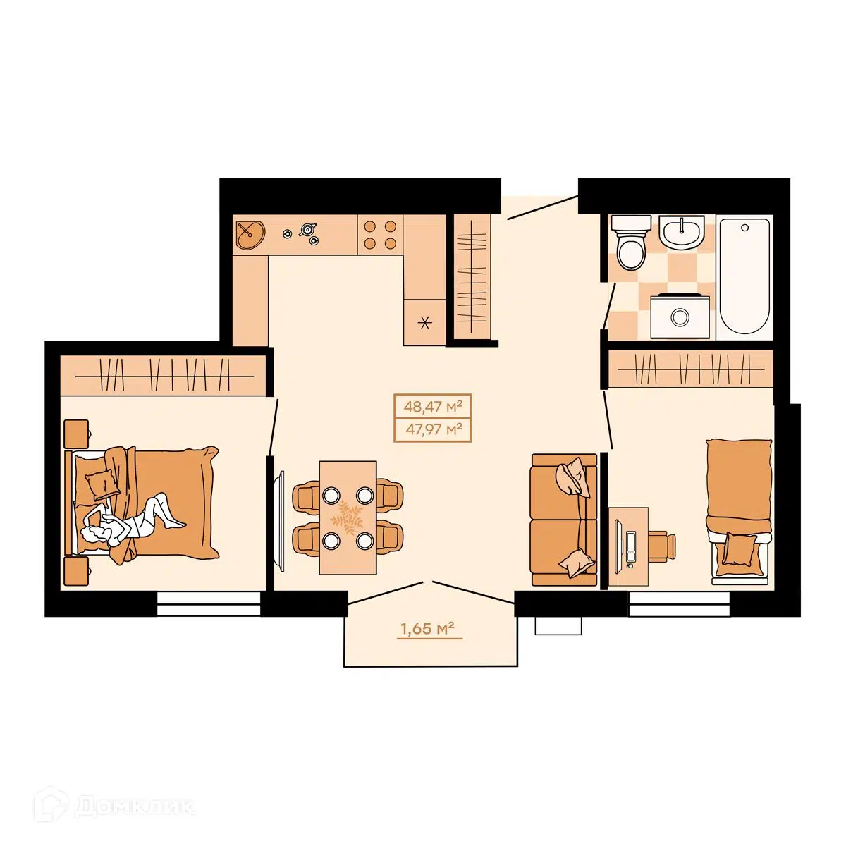 Купить 3-комнатную квартиру, 48.47 м² в ЖК Жилой квартал Suncity: ЖК  Клубный по адресу Приморский край, Владивосток, Главная улица, 31, недорого  – Домклик