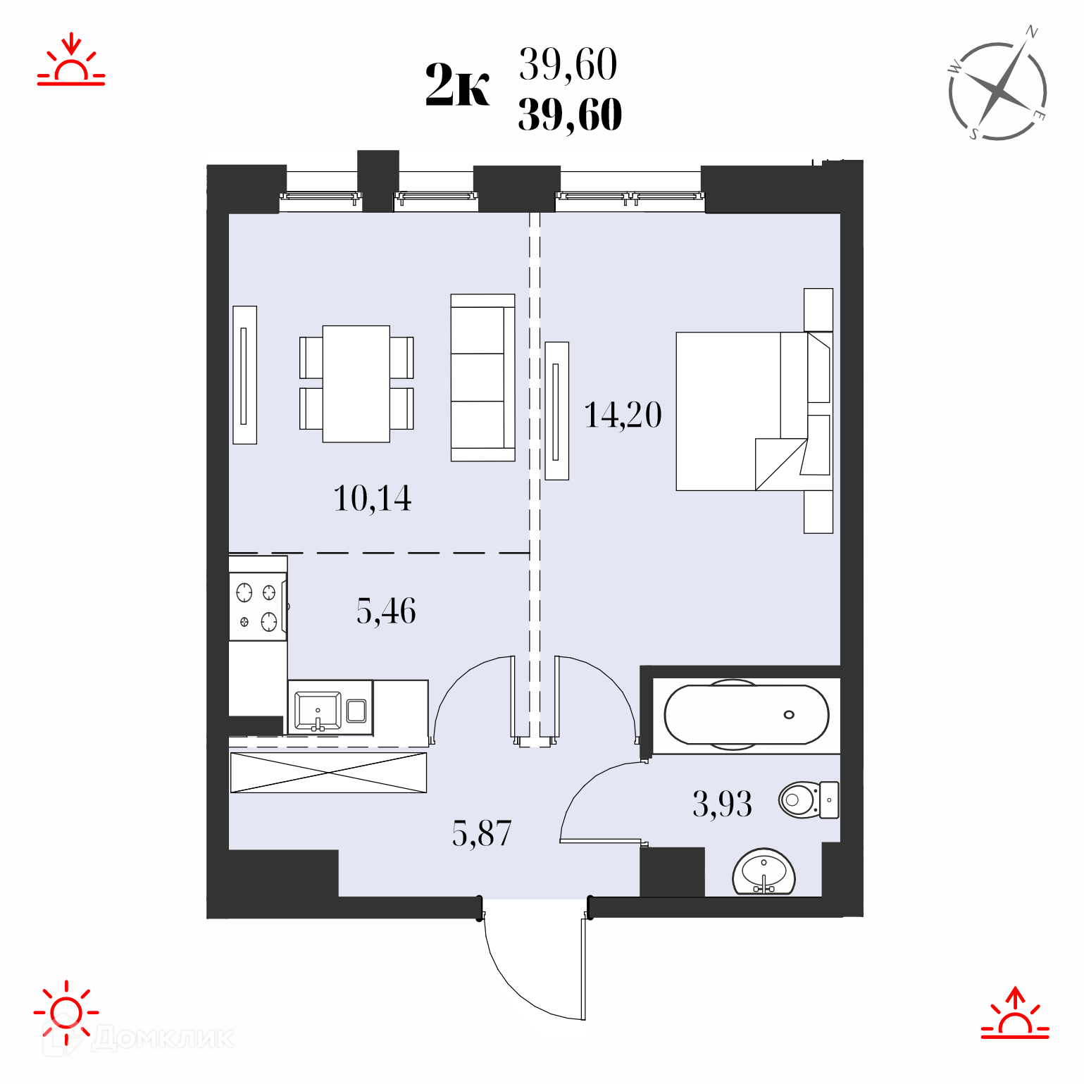 Купить 2-комнатную квартиру, 39.6 м² в ЖК Адмирал по адресу Хабаровск,  улица Юнгов, недорого – Домклик