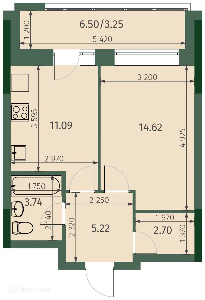 Купить 1-комнатную квартиру, 40.62 м² в ЖК Яратам по адресу Республика  Татарстан, Казань, Бухарская улица, 32к1, метро недорого – Домклик