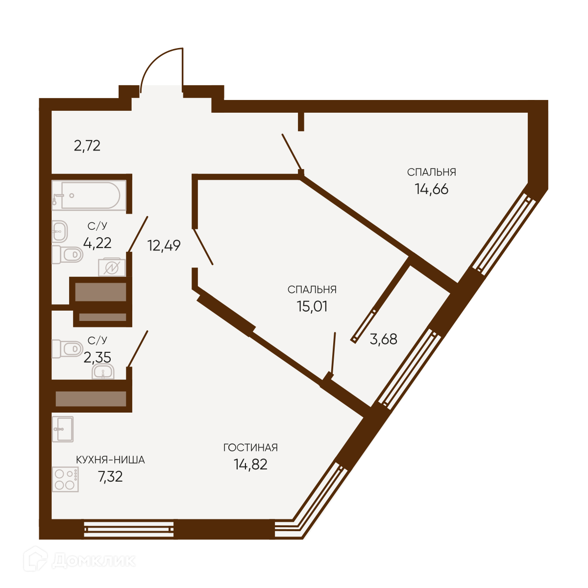 Купить 3-комнатную квартиру, 74.78 м² в ЖК Тишина по адресу Свердловская  область, Екатеринбург, жилой район Вторчермет, улица Ляпустина, 3, недорого  – Домклик