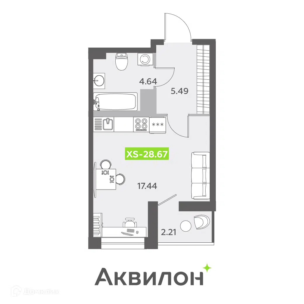 Купить студию, 28.67 м² в ЖК Аквилон ZALIVE (Аквилон ЗАЛИВ) по адресу  Санкт-Петербург, Василеостровский район, муниципальный округ Гавань, жилой  комплекс Аквилон Залив, недорого – Домклик