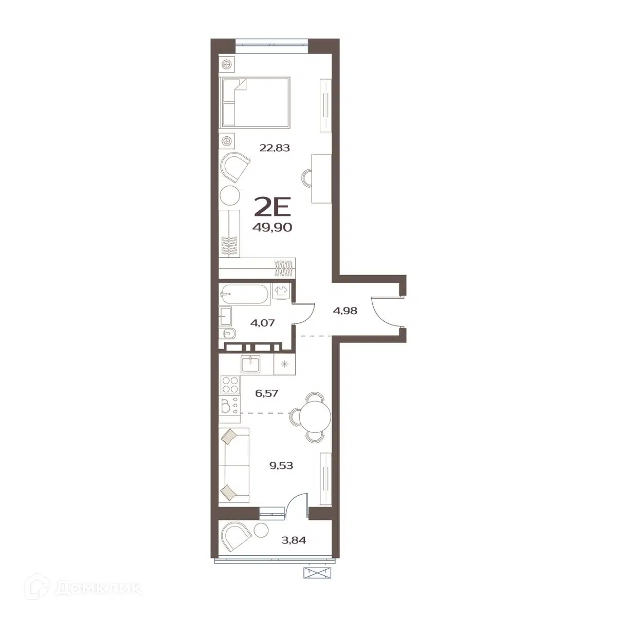 Купить 1-комнатную квартиру, 49.9 м² в ЖК Меридианы Улисса по адресу  Приморский край, Владивосток, улица Слуцкого, 5А, недорого – Домклик