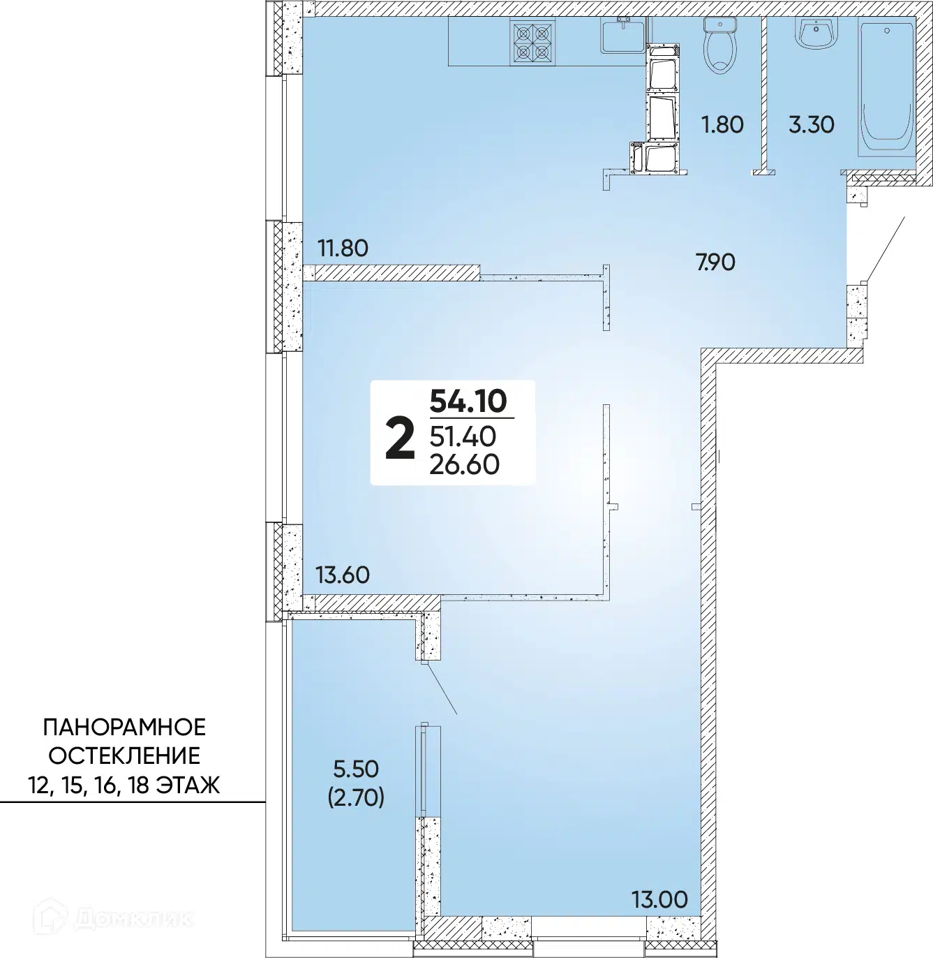 Купить 2-комнатную квартиру, 54.1 м² в ЖК Клубный квартал Архитектор по  адресу Краснодар, улица Петра Феленкова, 5/3, недорого – Домклик