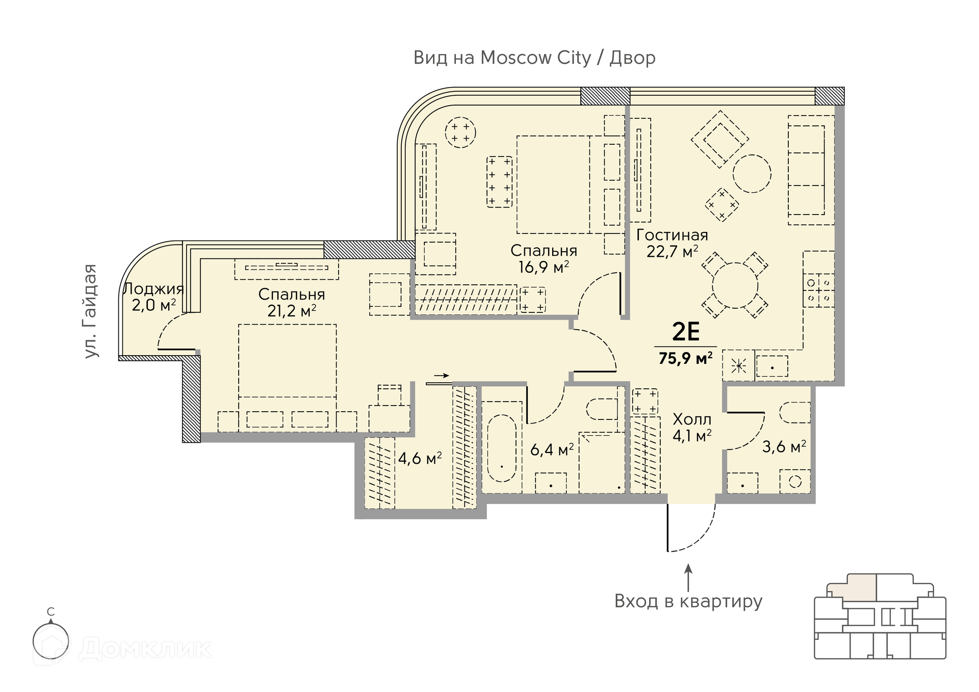 Купить 2-комнатную квартиру, 75.9 м² в ЖК Stories на Мосфильмовской по  адресу Москва, улица Лобачевского, 124к3А, метро недорого – Домклик