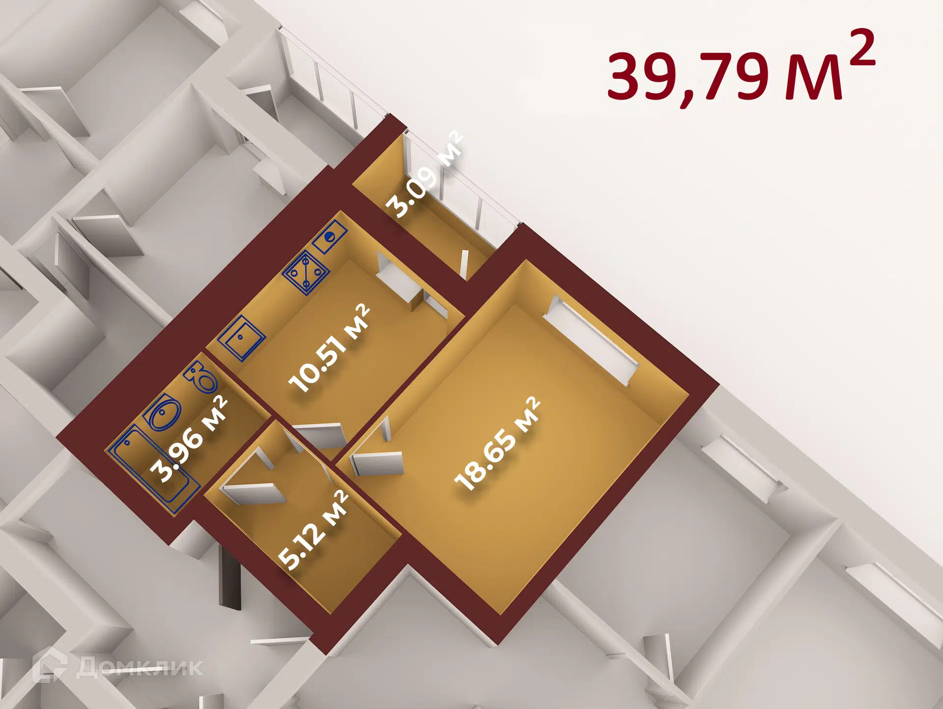 Купить 1-комнатную квартиру, 39.79 м² в ЖК Квартал по адресу Республика  Мордовия, Саранск, Северо-Восточное шоссе, 35, недорого – Домклик