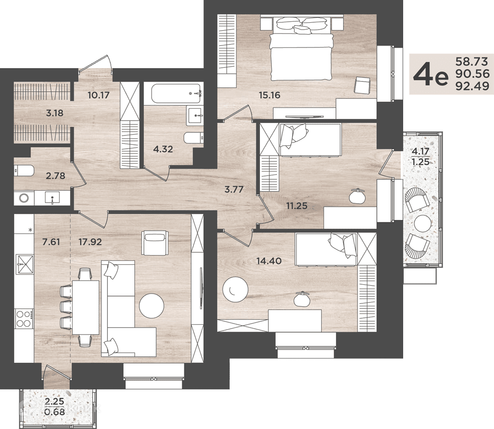 Купить 4-комнатную квартиру, 92.49 м² в ЖК Дом на Анри по адресу Пермь,  улица Анри Барбюса, 43, недорого – Домклик