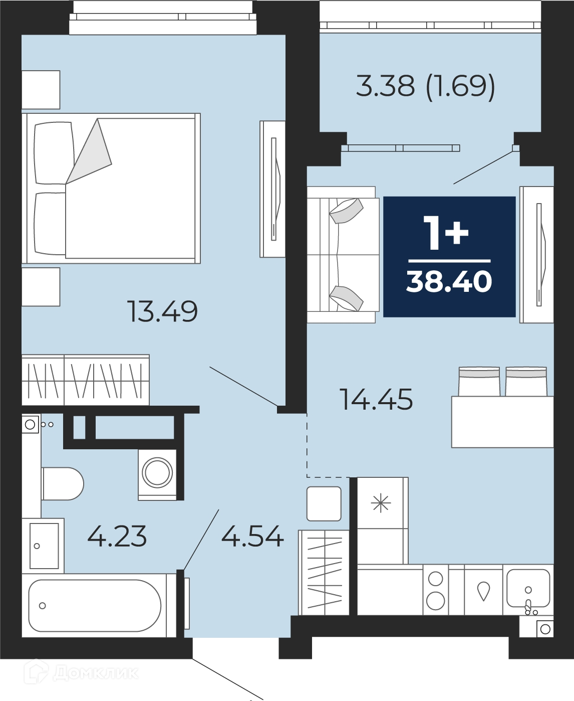 Купить 1-комнатную квартиру, 38.4 м² в ЖК ПРЕО по адресу Тюмень, улица  Фармана Салманова, 24, недорого – Домклик