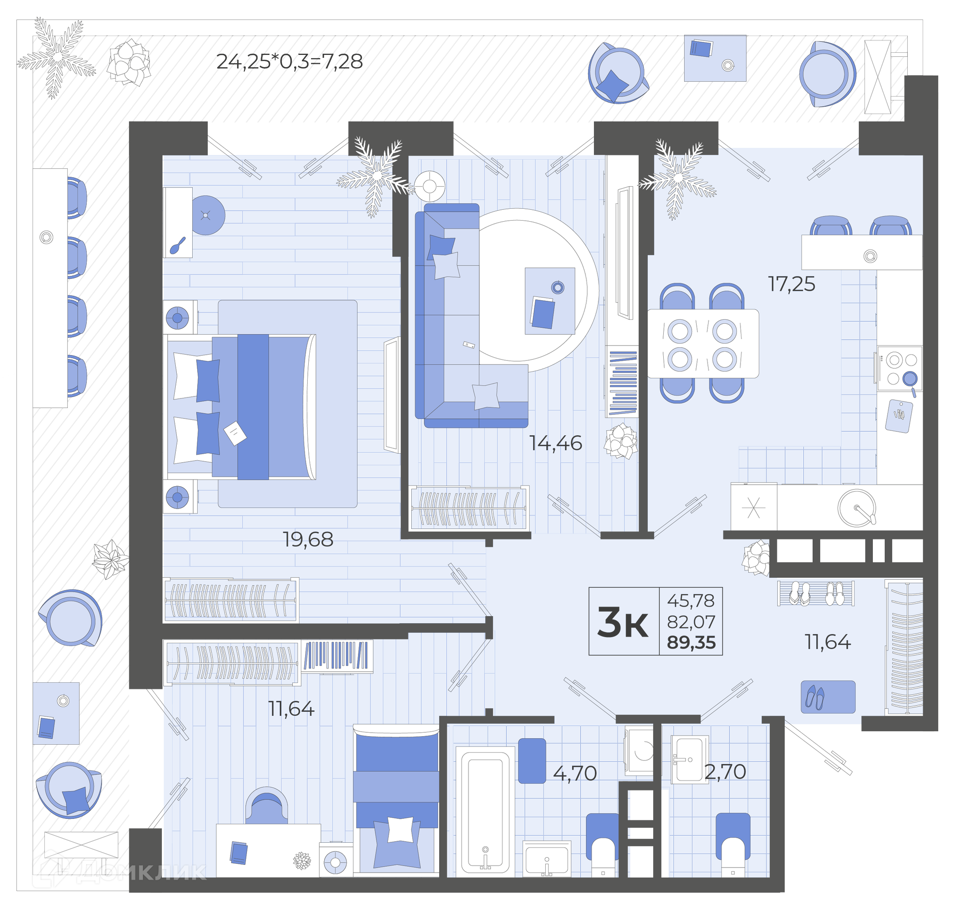 Купить 3-комнатную квартиру, 89.35 м² в ЖК ВЫСОЧЕСТВО по адресу  Краснодарский край, Тихорецк, улица Калинина, 114, недорого – Домклик