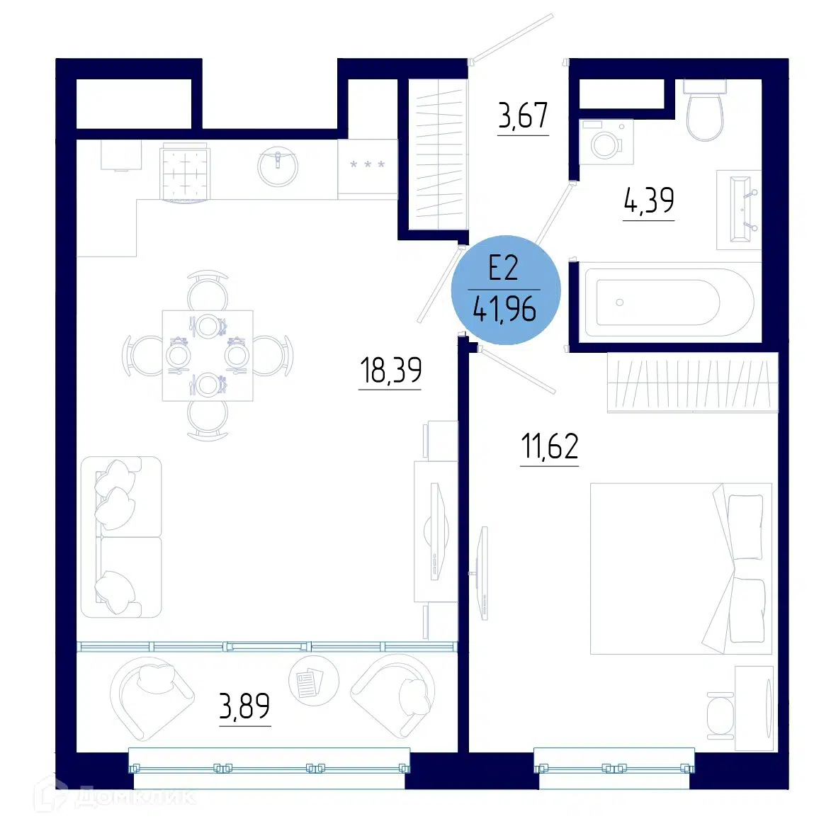 Купить 1-комнатную квартиру, 41.96 м² в ЖК Бульвар оптимистов по адресу  Рязанский район, Дядьковское сельское поселение, село Дядьково, 2-й  Бульварный проезд, 2, недорого – Домклик