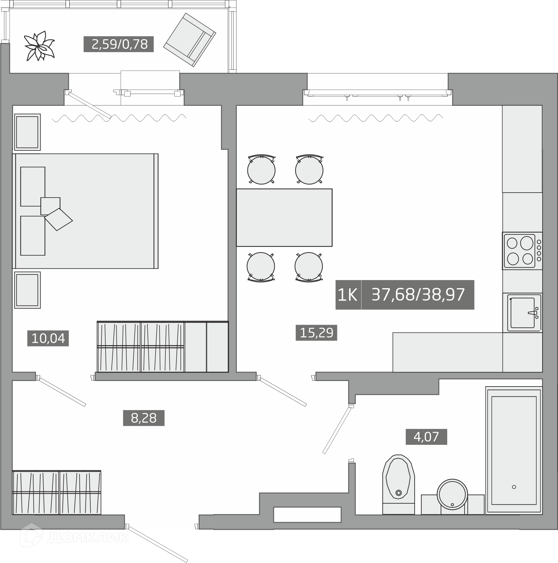 Купить 1-комнатную квартиру, 38.97 м² в ЖК НебоПарк по адресу Приморский  край, Артём, улица Острякова, недорого – Домклик