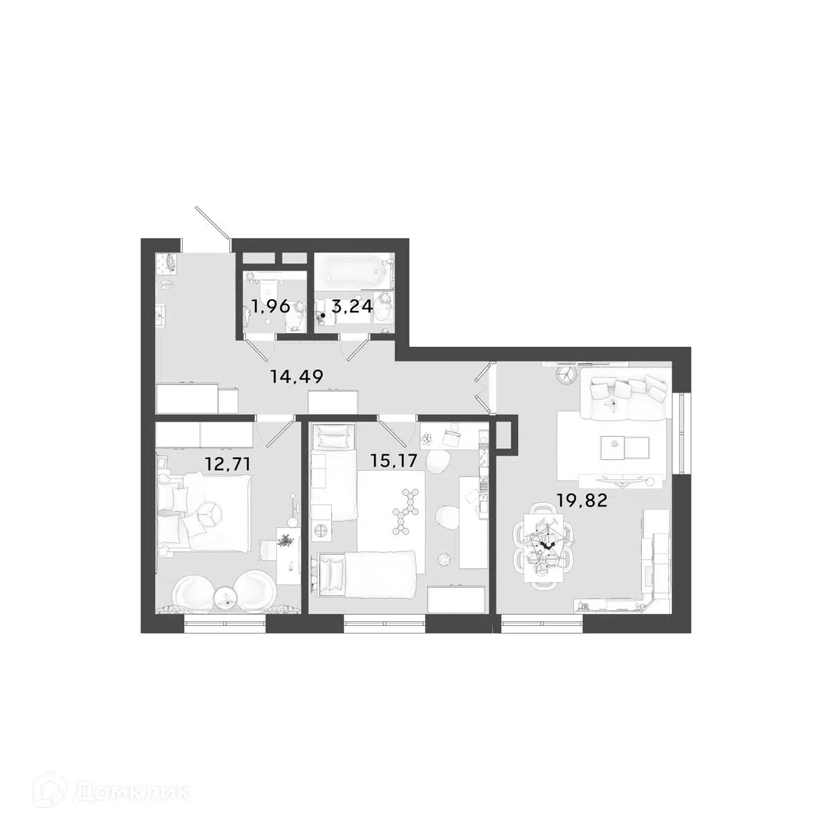 Купить 2-комнатную квартиру, 67.39 м² в ЖК OMEGA (Омега) по адресу Калуга,  3-й Академический проезд, 1, недорого – Домклик