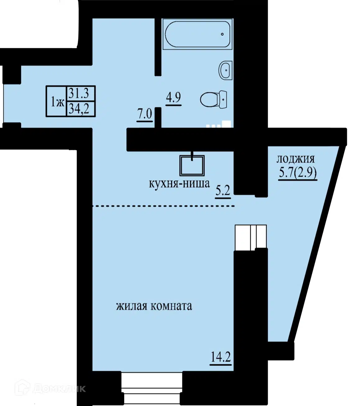 Купить 1-комнатную квартиру, 34.2 м² в ЖК Дом по ул. Токмакова по адресу  Забайкальский край, Чита, улица Токмакова, 41, недорого – Домклик