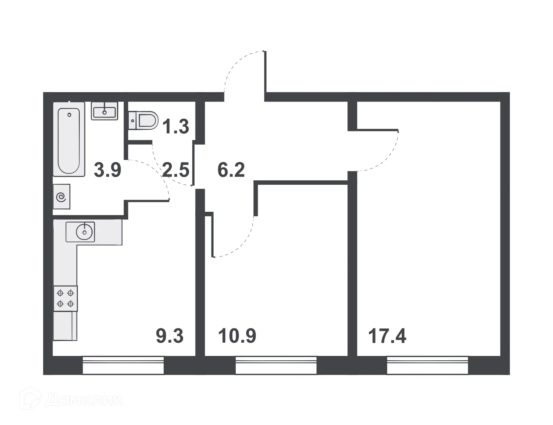 Купить 2-комнатную квартиру, 51.5 м² в ЖК РИВЕР ПАРК по адресу Челябинская  область, Сосновский район, село Кременкуль, микрорайон Родной, Прибрежный  бульвар, 2, недорого – Домклик