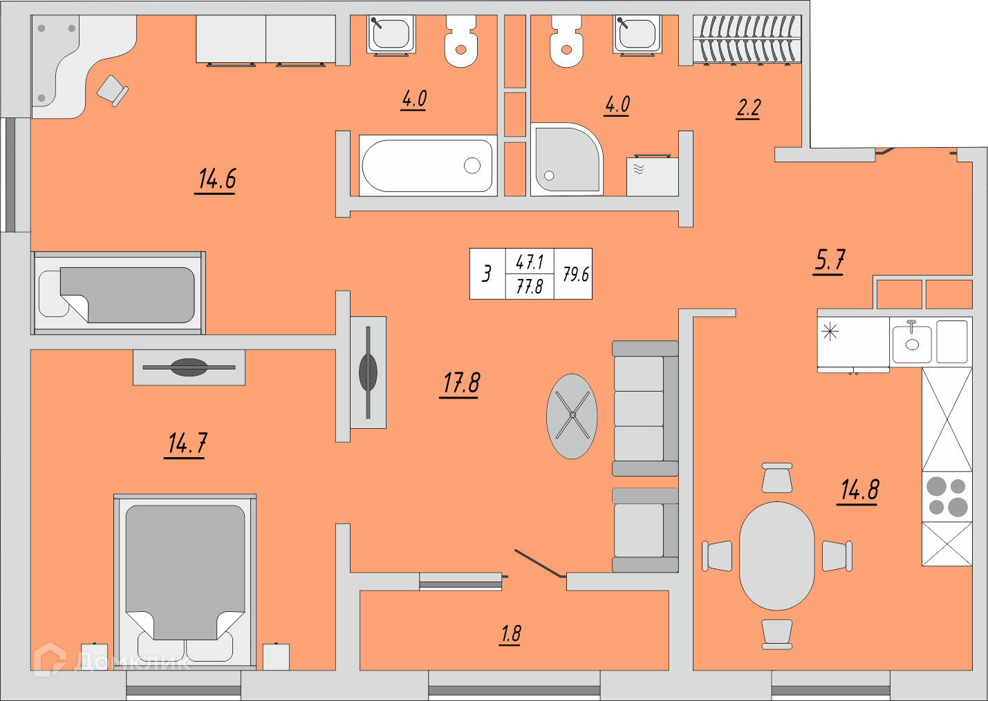 Купить 3-комнатную квартиру, 79.6 м² в ЖК Осенний лист по адресу Оренбург,  недорого – Домклик