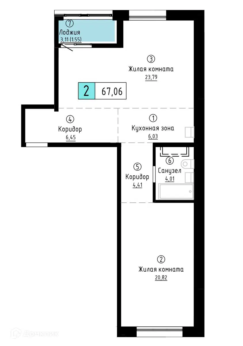 Купить 2-комнатную квартиру, 67.06 м² в ЖК Культура. Классика по адресу  Хабаровск, Индустриальный район, недорого – Домклик