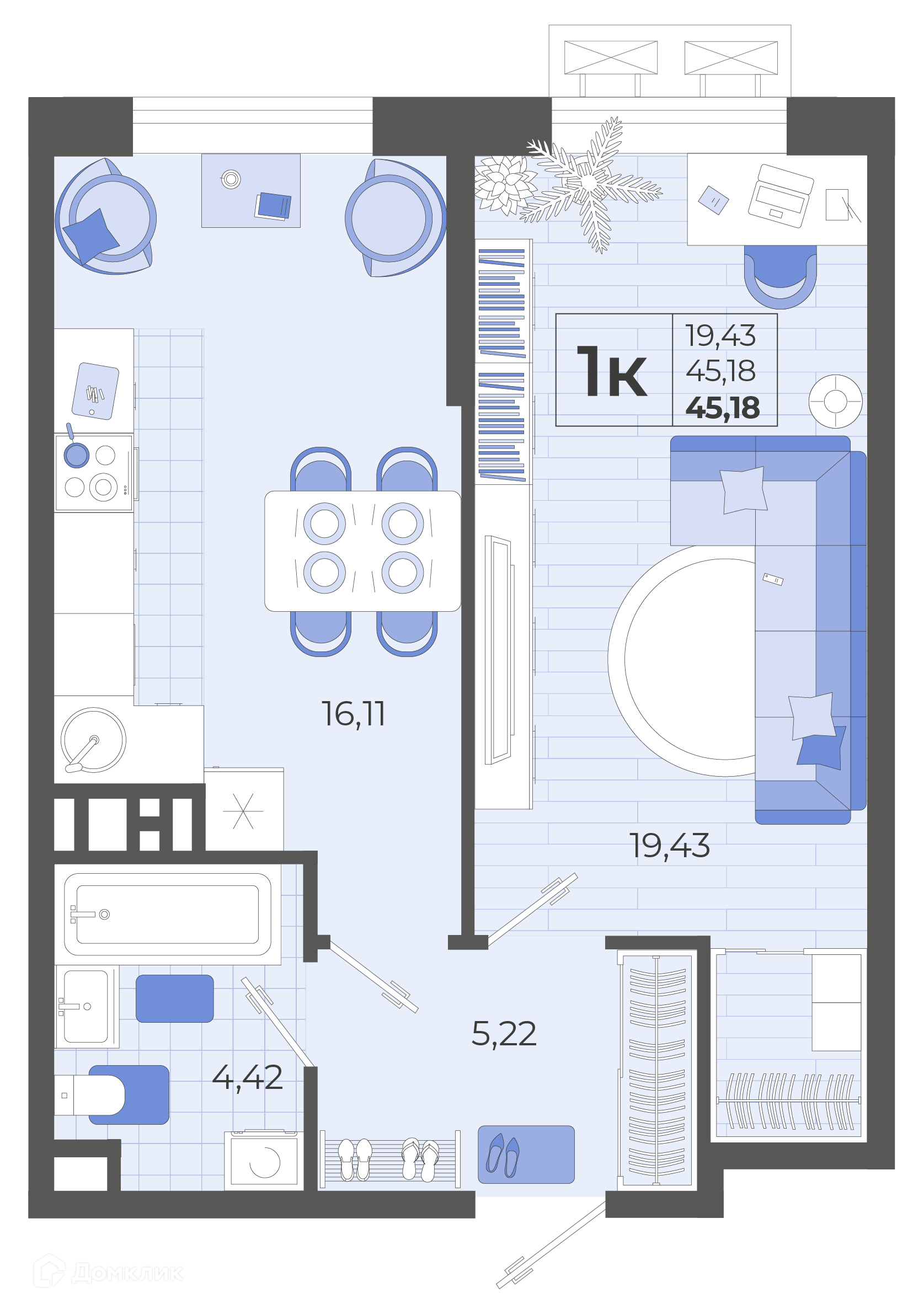 Купить 1-комнатную квартиру, 45.18 м² в ЖК ВЫСОЧЕСТВО по адресу  Краснодарский край, Тихорецк, улица Калинина, 114, недорого – Домклик