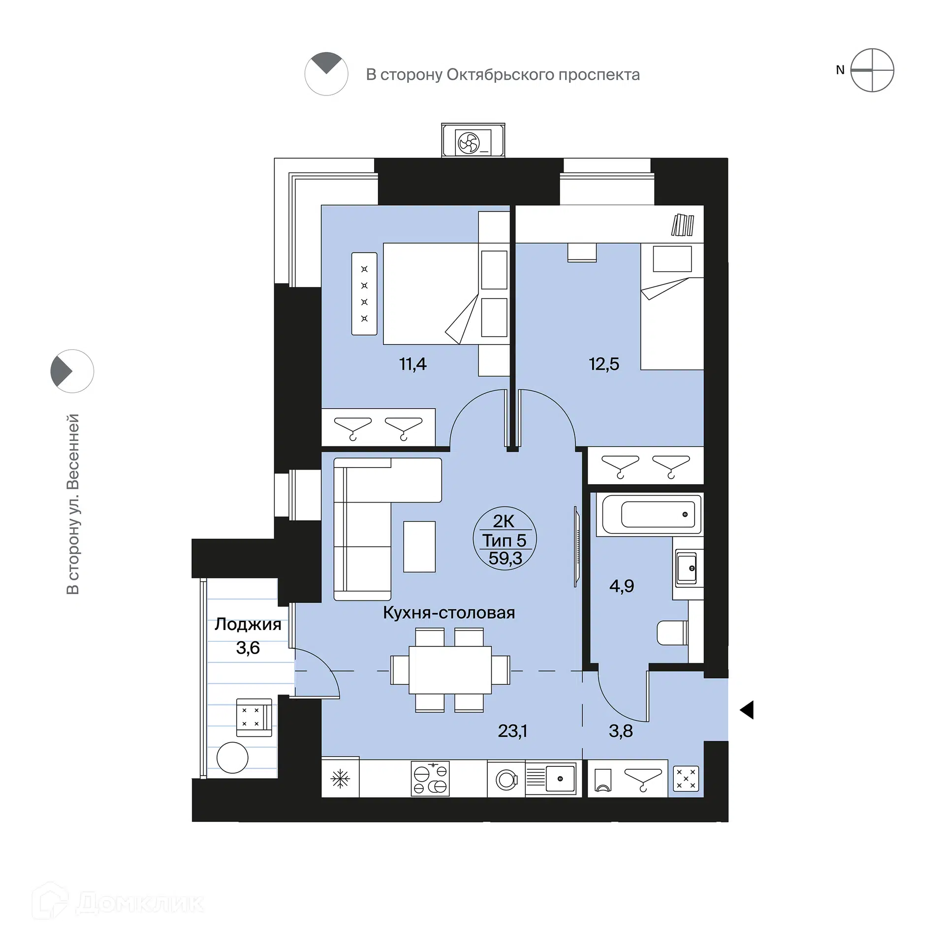 Купить 2-комнатную квартиру, 59.3 м² в ЖК Нова по адресу Республика Коми,  Сыктывкар, Весенняя улица, 11, недорого – Домклик