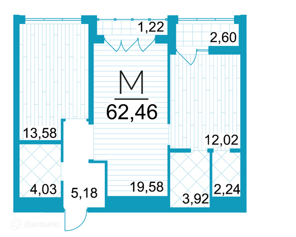 Купить 2-комнатную квартиру, 62.46 м² в ЖК Арт-квартал Выше по адресу  Тульская область, муниципальное образование Тула, посёлок Петровский,  Центральная улица, недорого – Домклик