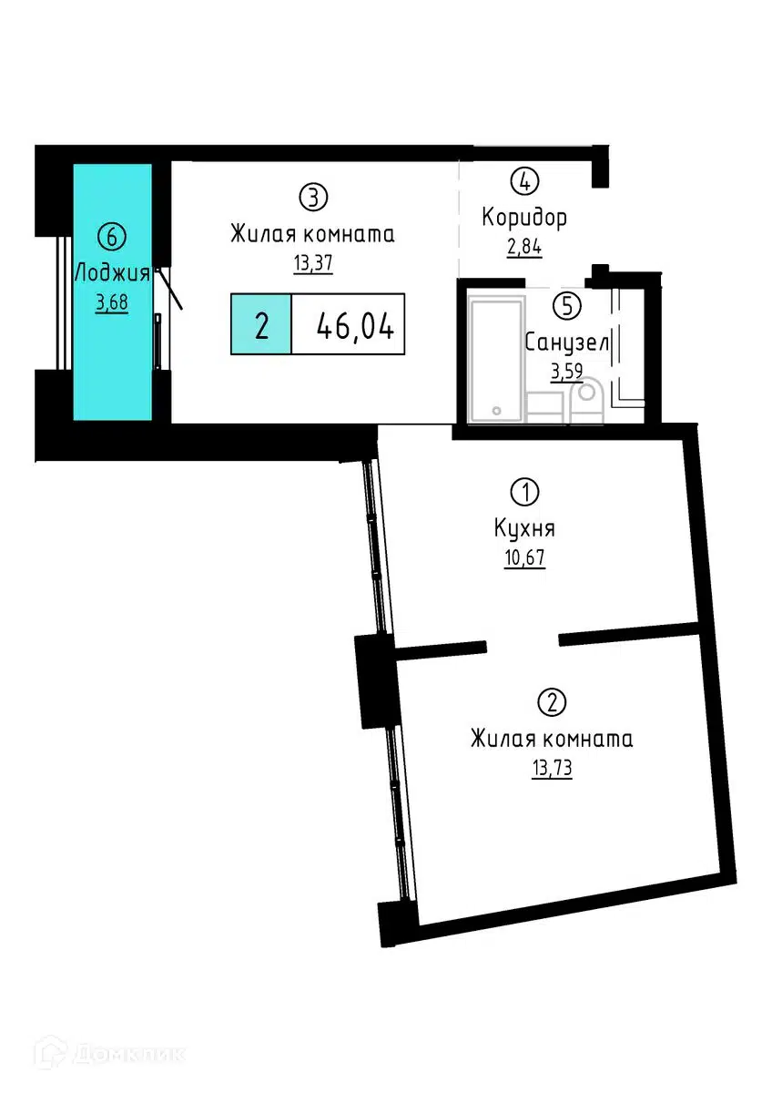 Купить 2-комнатную квартиру, 46.04 м² в ЖК Культура. Классика по адресу  Хабаровск, Индустриальный район, недорого – Домклик